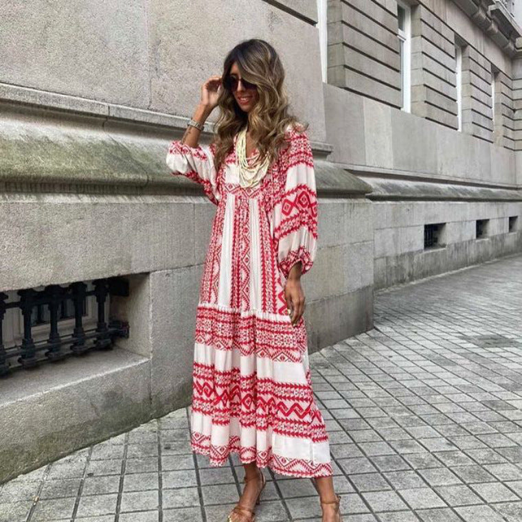 Amanda – Robe Bohème Élégante avec Imprimé Vintage