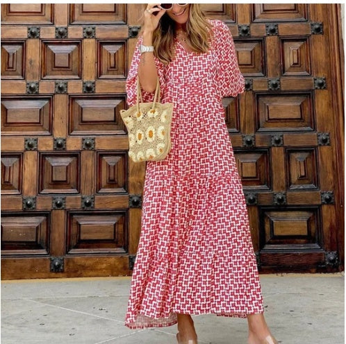 Amanda – Robe Bohème Élégante avec Imprimé Vintage