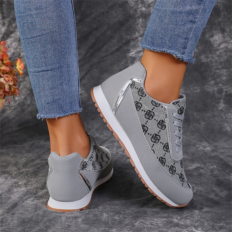 Diana – Baskets à Lacets Motif Fleuri Léger Respirant Femme