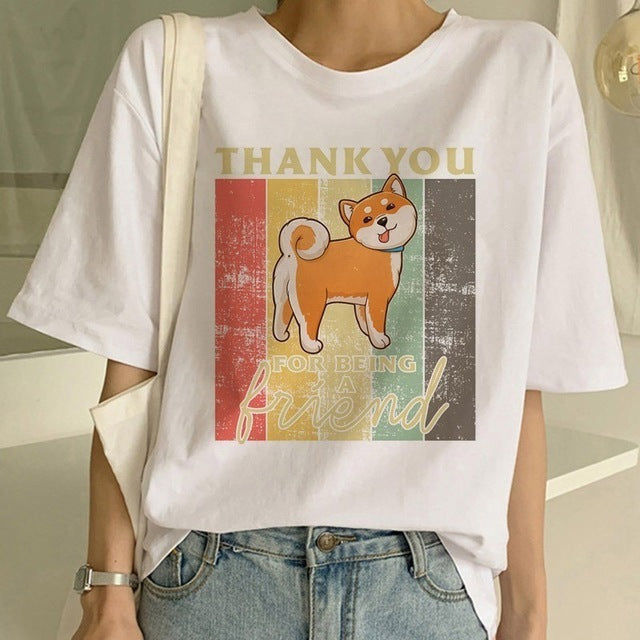 Sophie – T-shirt Femme Shiba Inu à Col Rond