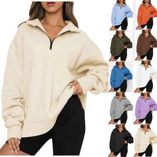 Dawn – Sweat-shirt femme avec zip et col rabattu