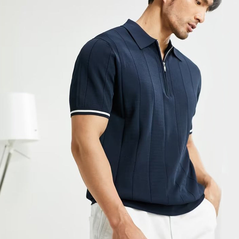 Rory – Polo à manches courtes avec fermeture éclair pour homme