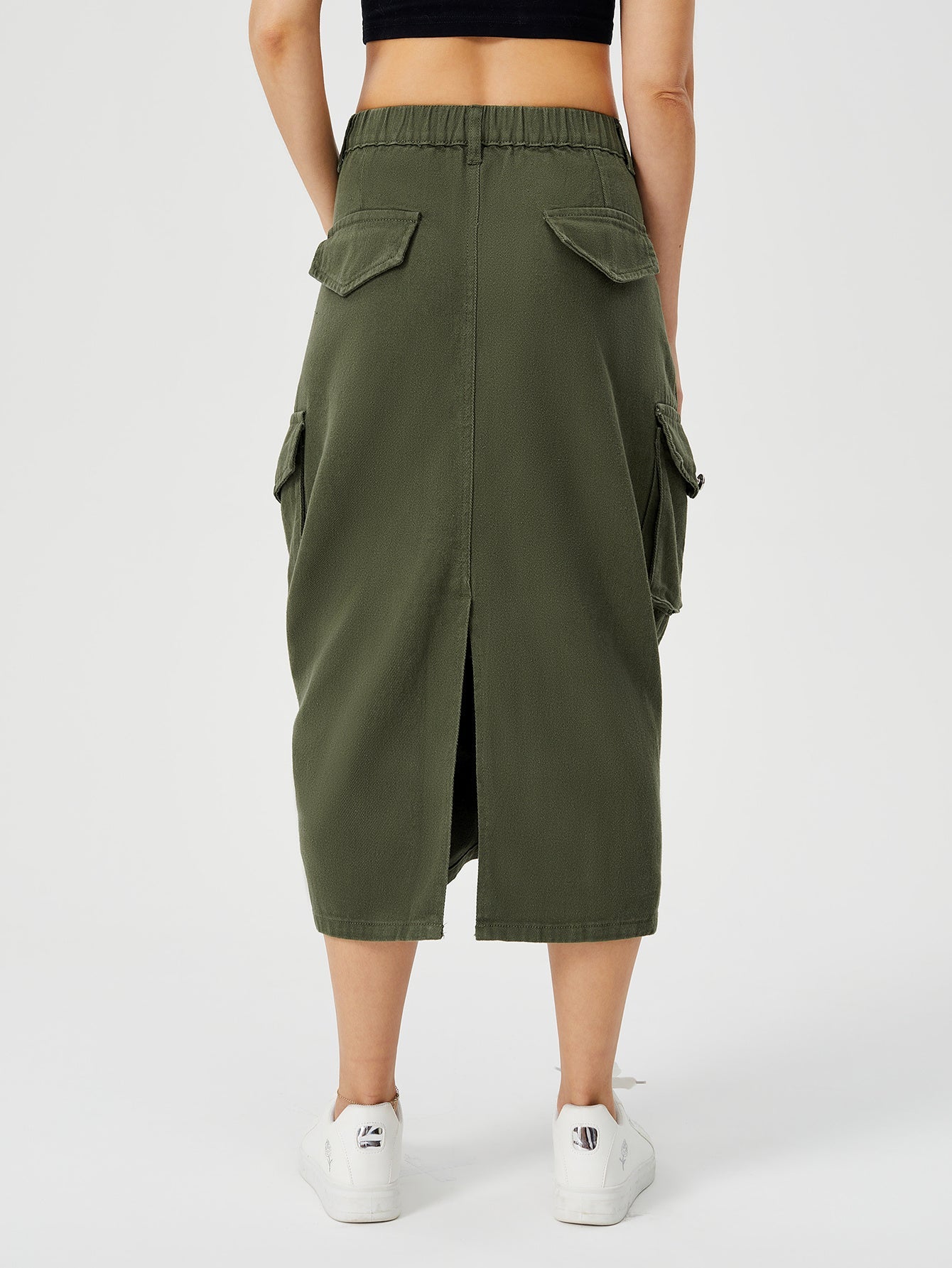 Victoria – Jupe Cargo Longue pour Femme avec Taille Haute et Fente Frontale