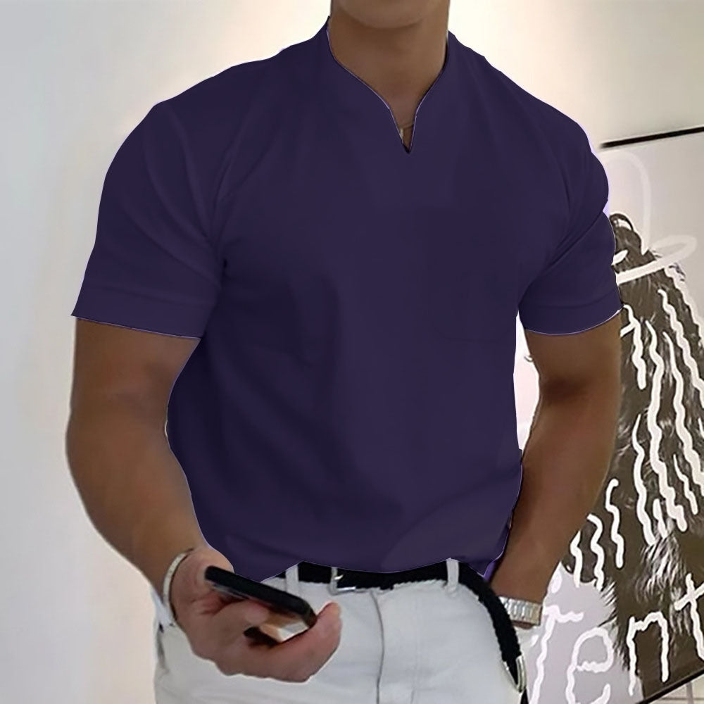 Robin – T-shirt de fitness à manches courtes pour homme en coton extensible avec poche