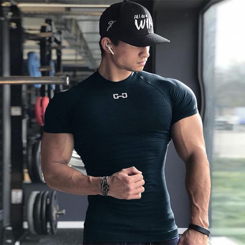 Jay – T-shirt de fitness à manches courtes en matériau à séchage rapide pour la course