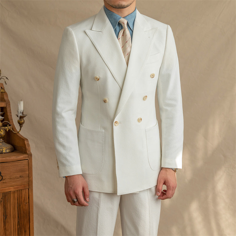 Leslie – Veste croisée en seersucker respirant pour homme