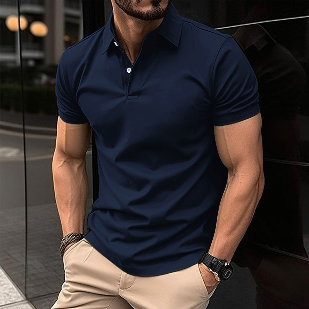 Fred – Polo à Manches Courtes pour Hommes en Couleurs Unies