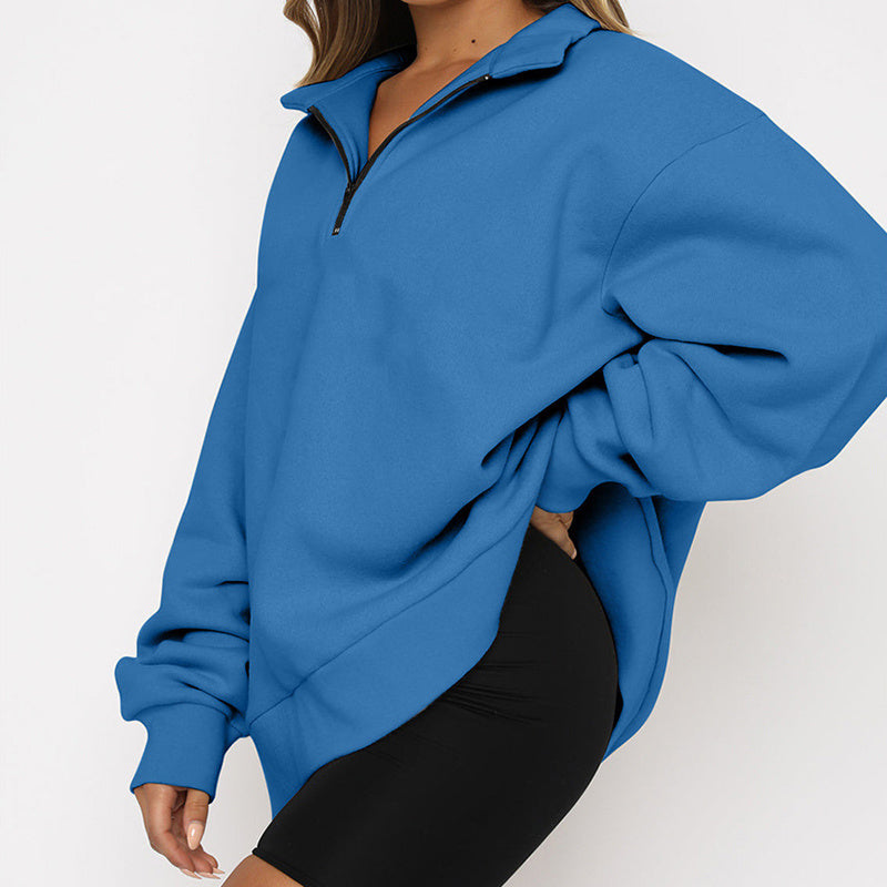Dawn – Sweat-shirt femme avec zip et col rabattu
