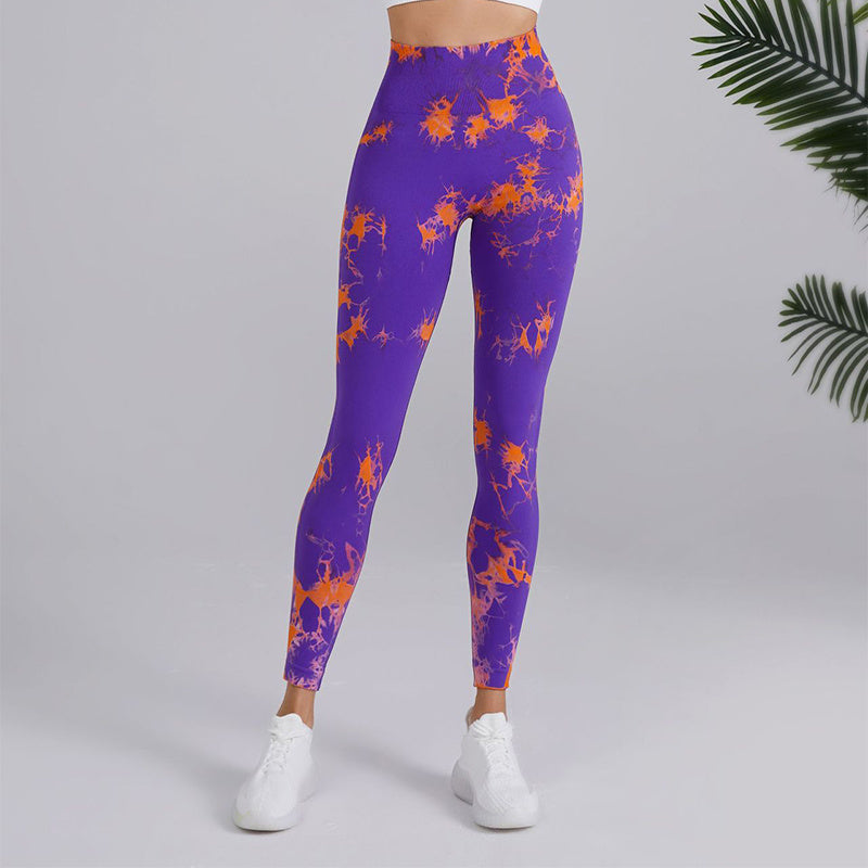 Sophie – Pantalon de yoga taille haute sans couture à motif tie-dye pour femmes