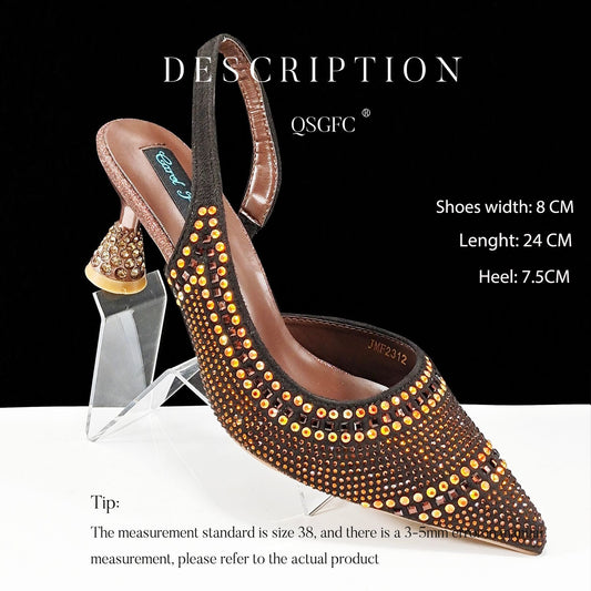 Andrea – Talons hauts à rayures avec strass