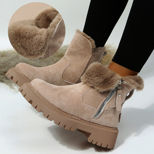 Jennifer – Bottes de Neige en Simili Daim Végan avec Semelle Antidérapante