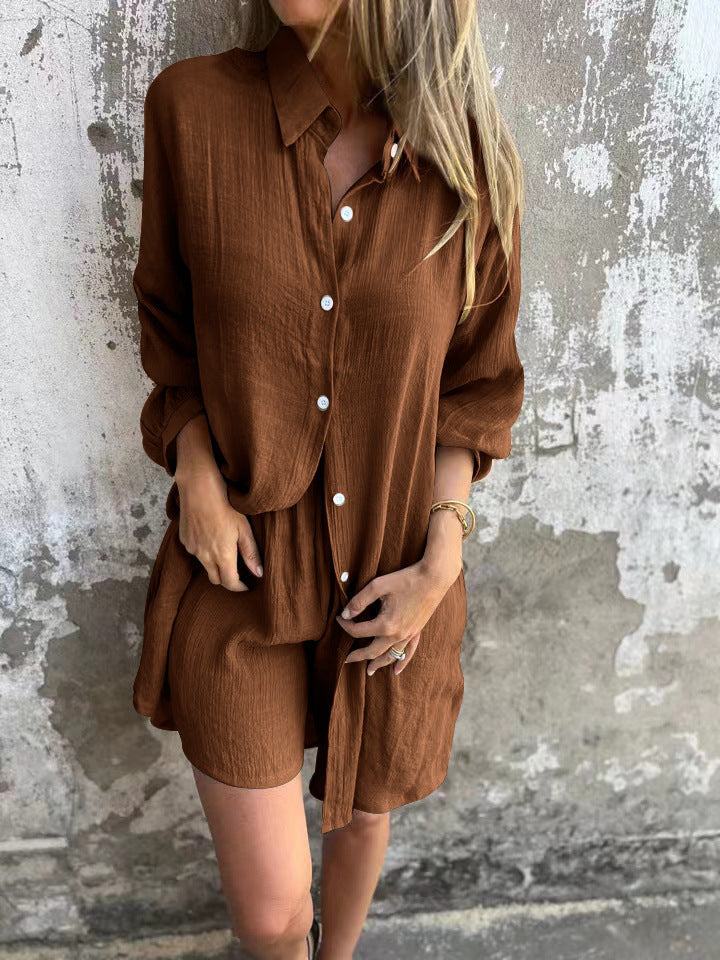 Adele – Ensemble Décontracté Femme avec T-shirt à Manches Longues et Shorts Élastiques