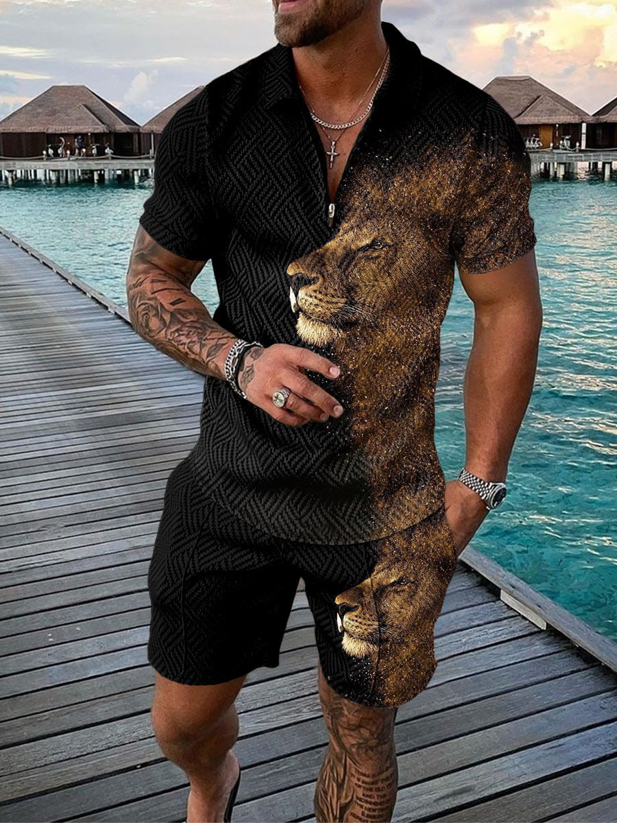 Chris – Polo pour homme avec accent de couleur et fermeture éclair