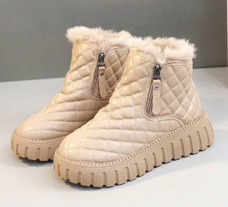 Megan – Bottines à plateforme à motif carreaux avec fermeture éclair latérale