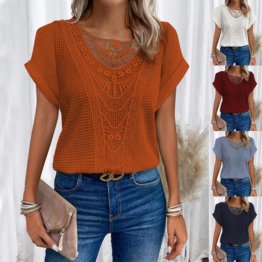 Margaret – T-shirt à manches courtes d'été avec design ajouré