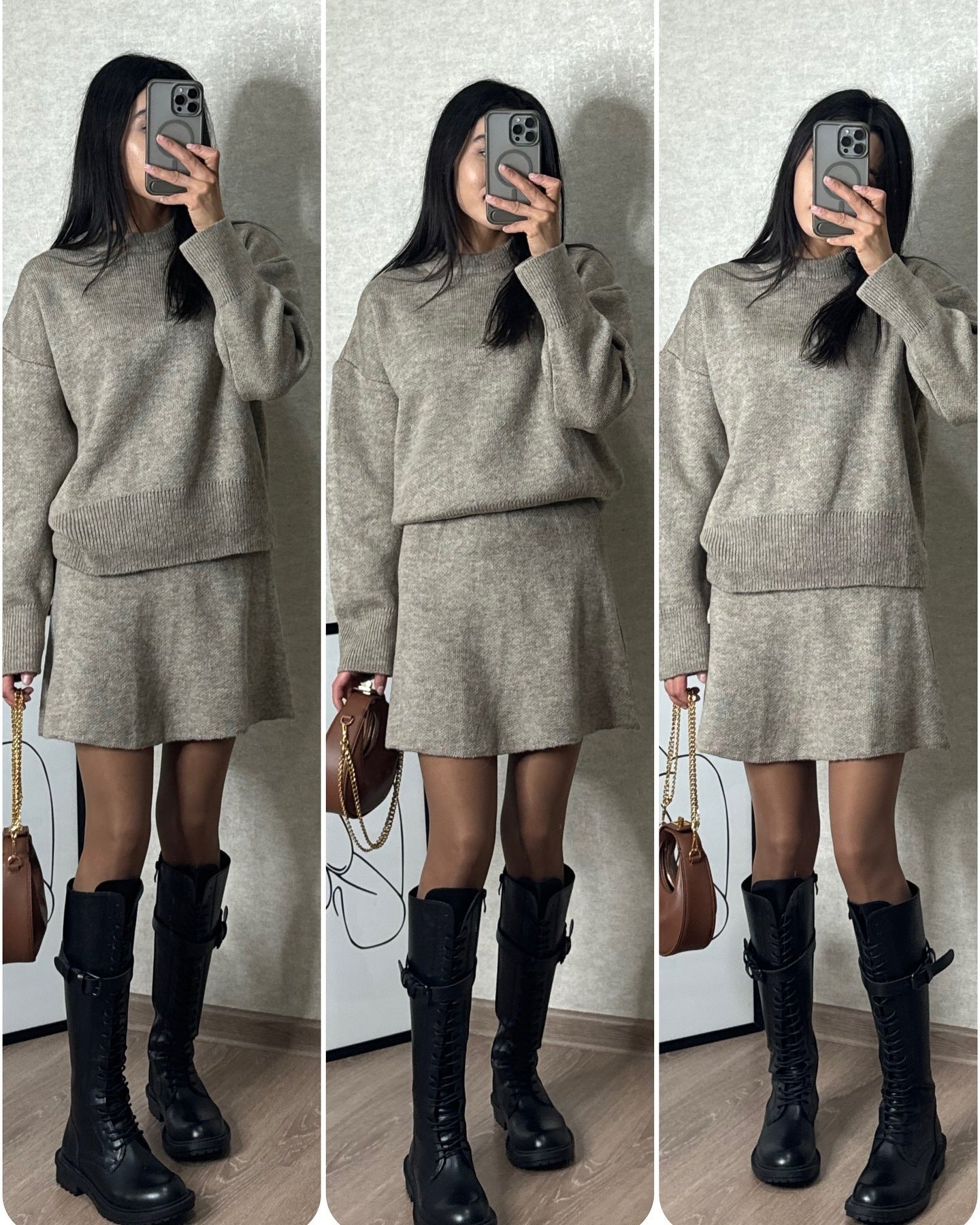 Danielle – Ensemble en Tricot Élégant pour Femme à Manches Longues
