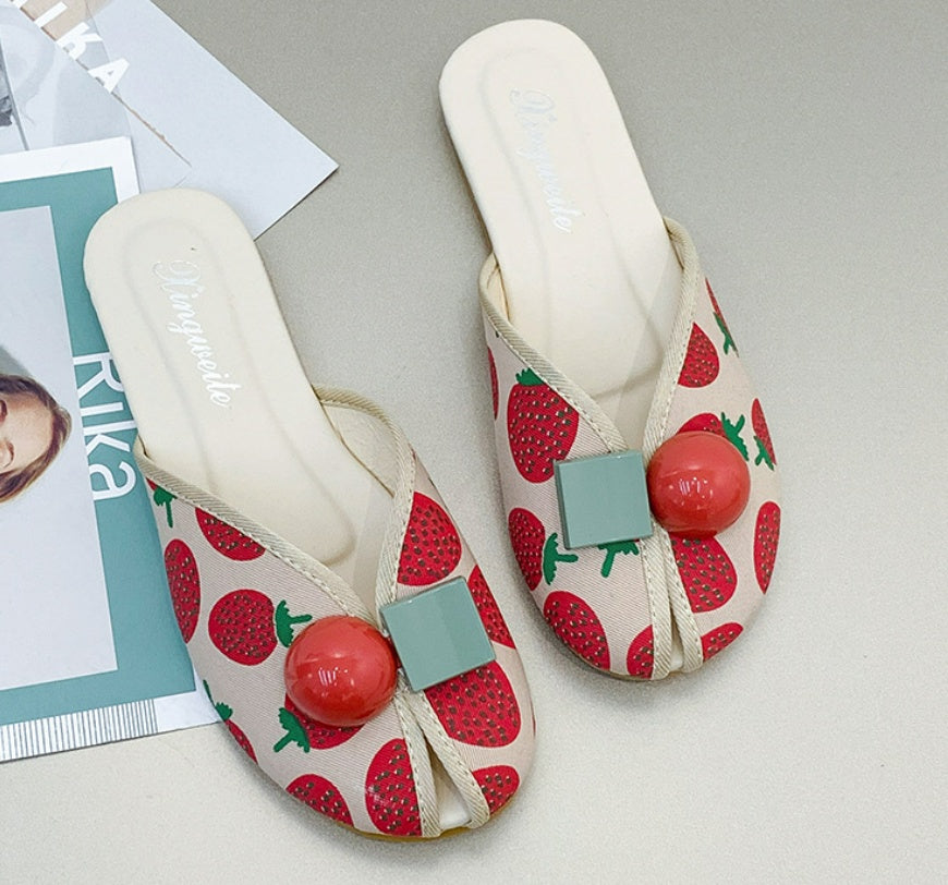 Miranda – Sandales Plates avec Bout Cerise