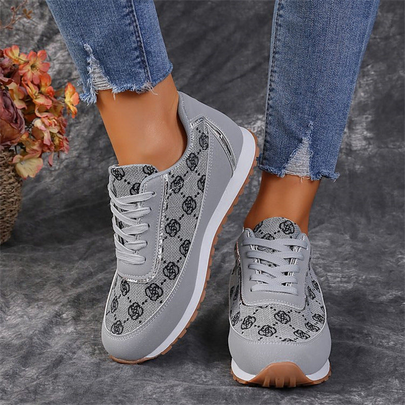 Diana – Baskets à Lacets Motif Fleuri Léger Respirant Femme