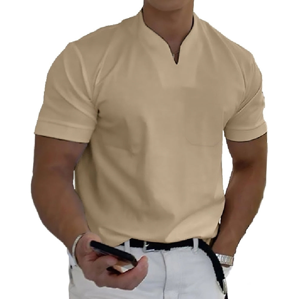 Robin – T-shirt de fitness à manches courtes pour homme en coton extensible avec poche