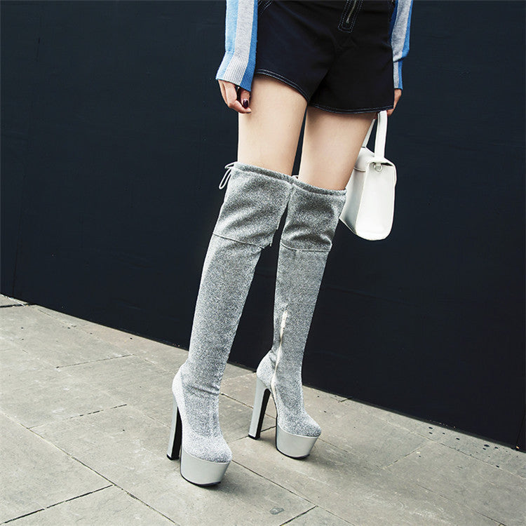 Anna – Bottines Sexy à Paillettes et Plateforme