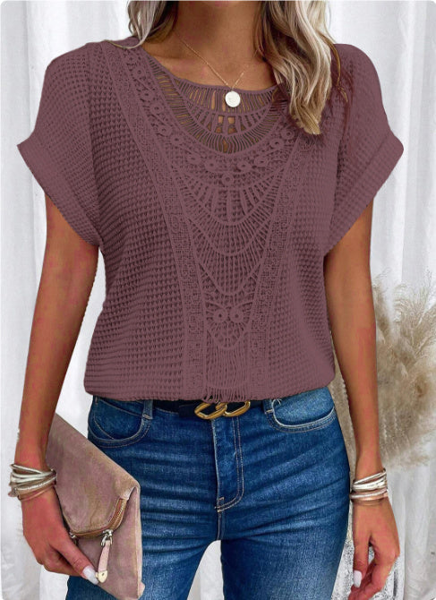 Margaret – T-shirt à manches courtes d'été avec design ajouré