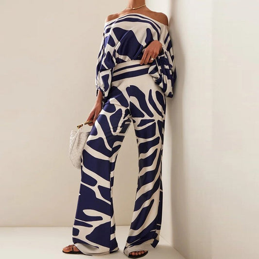 Julie – Ensemble Femme avec Manches Chauve-Souris et Jambe Large