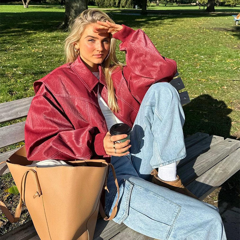 Heather – Veste Décontractée pour Femme avec Revers et Fermeture Éclair