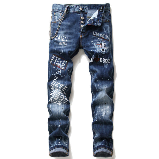 Dominic – Jean Slim Fit pour Homme avec Fermeture Éclair et Trous