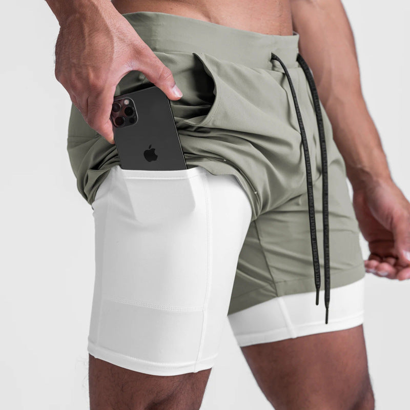 Robbie – Sportliche, schnelltrocknende, doppelschichtige Zwe-in-eins Laufshorts