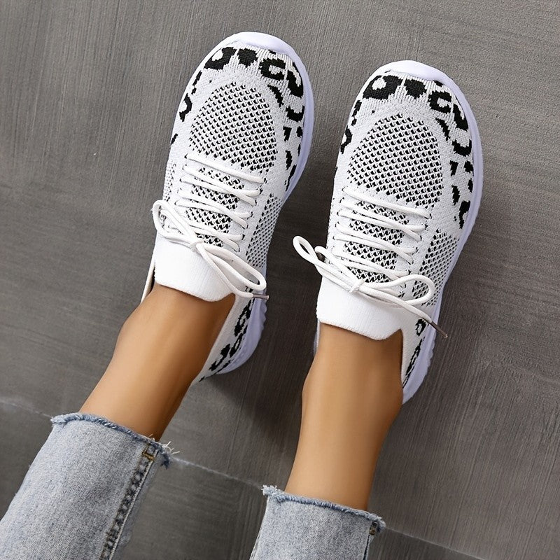 Sandra – Sneakers à Lacets Motif Léopard pour Femmes