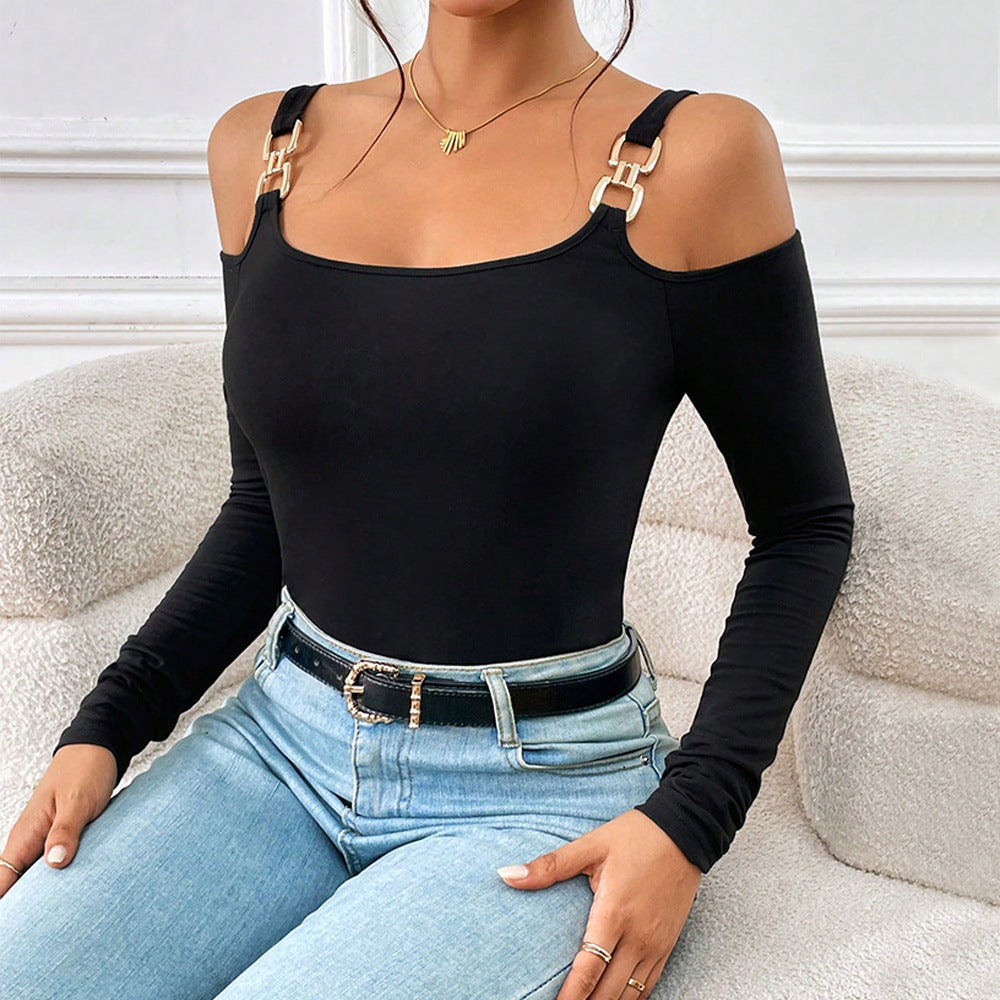 Tanya – Haut à bretelles simple avec crochets métalliques et manches longues pour femmes