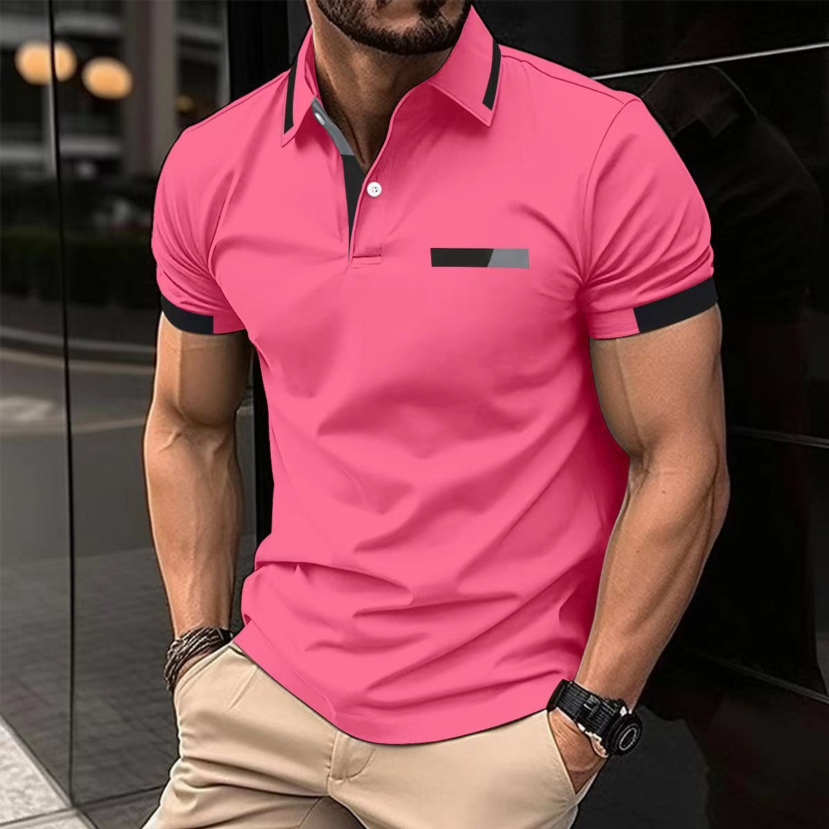 Oliver – Polo pour homme avec poche poitrine et boutons
