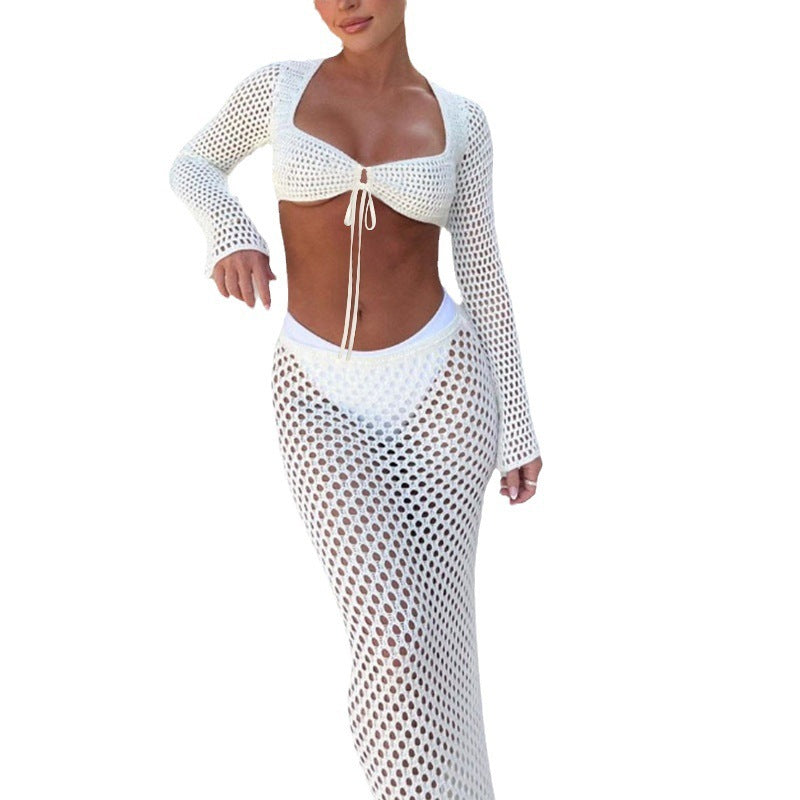 Francesca – Longue Robe Maxi en Tricot avec Dentelle et Mesh