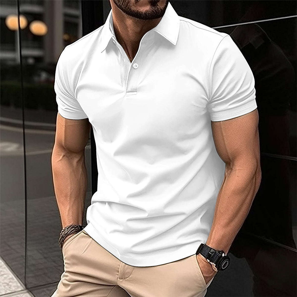 Fred – Polo à Manches Courtes pour Hommes en Couleurs Unies