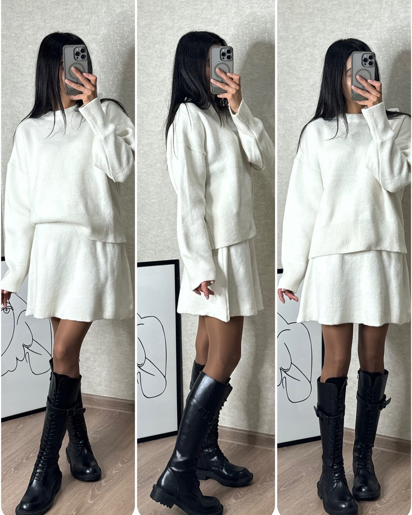 Danielle – Ensemble en Tricot Élégant pour Femme à Manches Longues