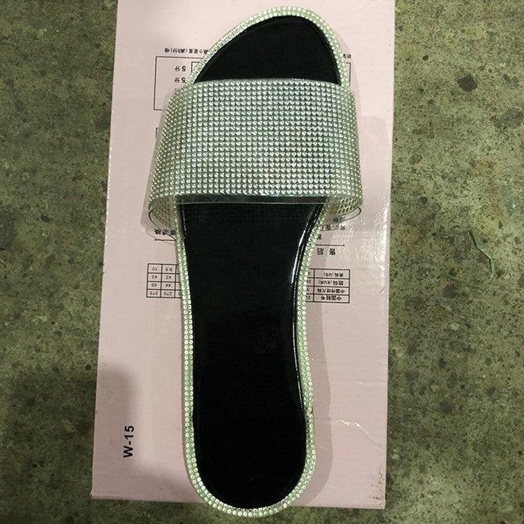 Jennifer – Grandes sandales strass et mules pour femmes à talon bas