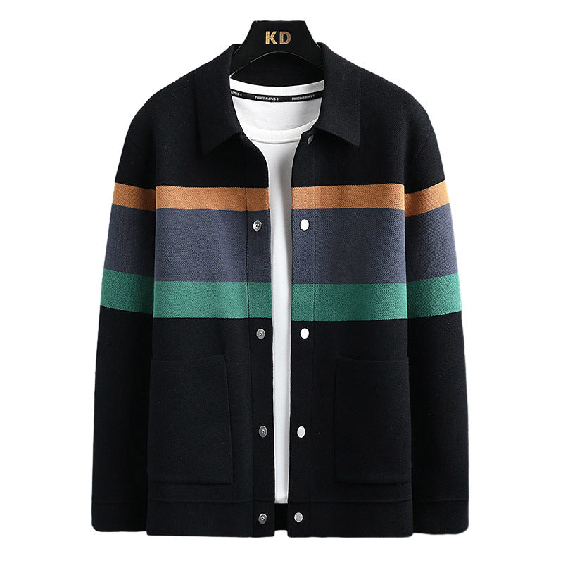 Stanley – Cardigan avec Revers Automnaux et Harmonisation des Couleurs