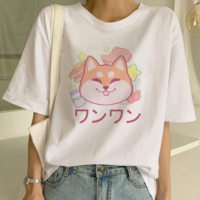 Sophie – T-shirt Femme Shiba Inu à Col Rond