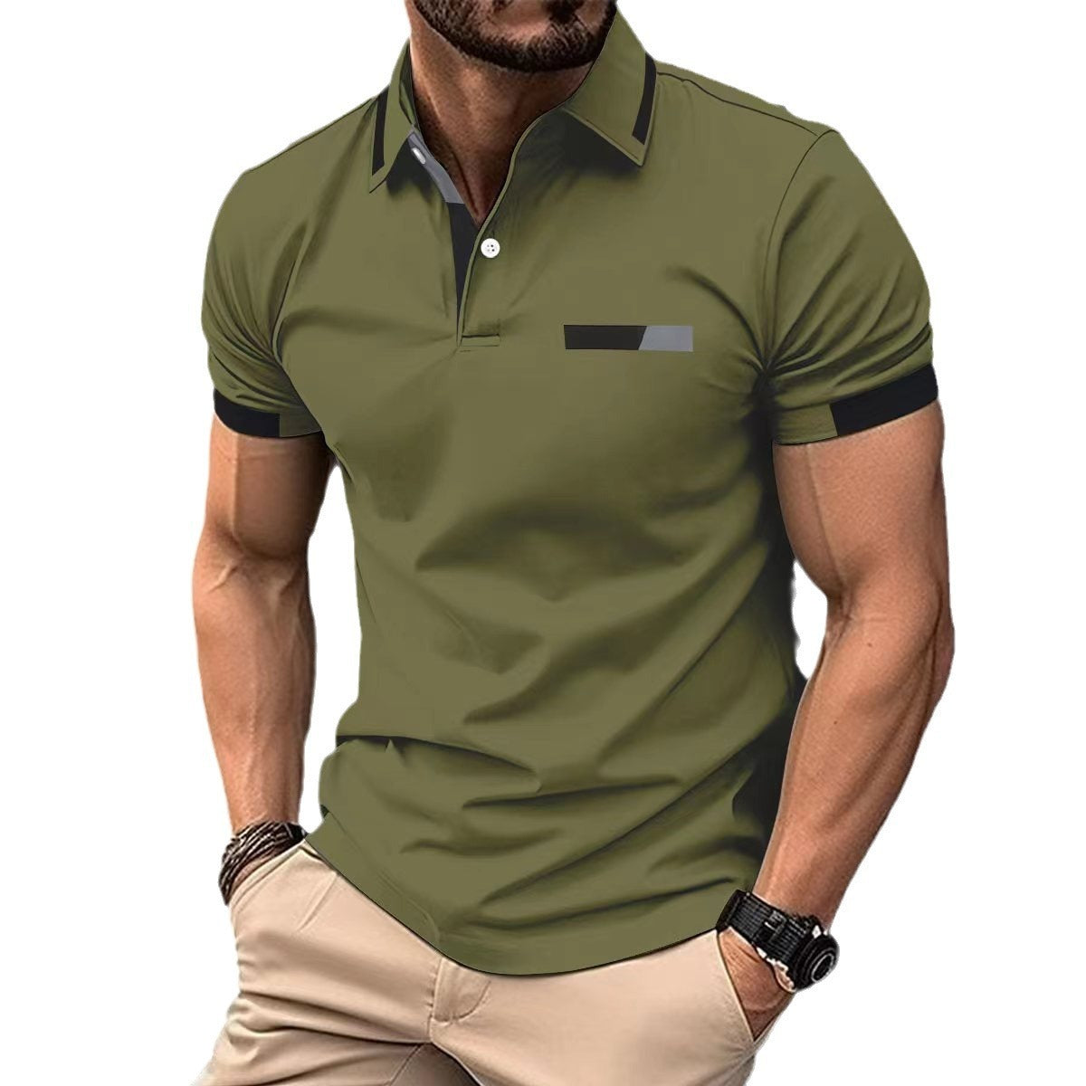 Oliver – Polo pour homme avec poche poitrine et boutons