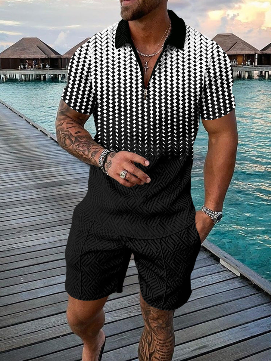 Chris – Polo pour homme avec accent de couleur et fermeture éclair
