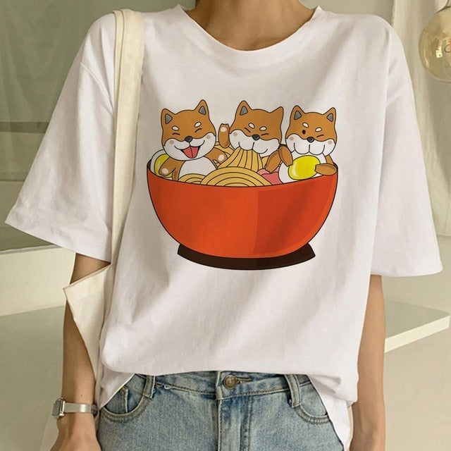 Sophie – T-shirt Femme Shiba Inu à Col Rond