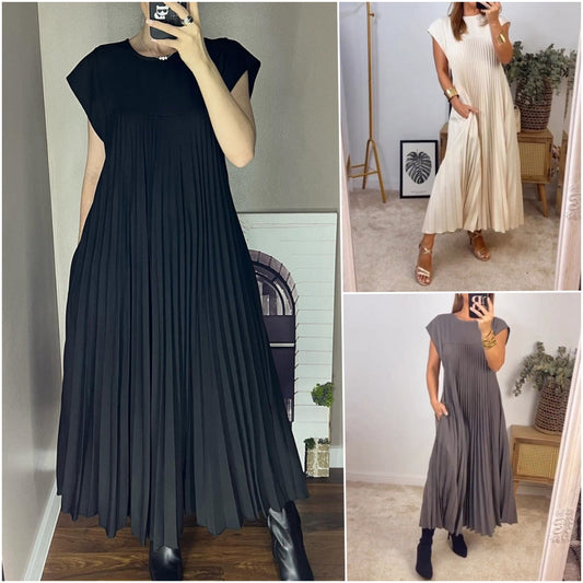 Natasha – Robe Plissée Sans Manches